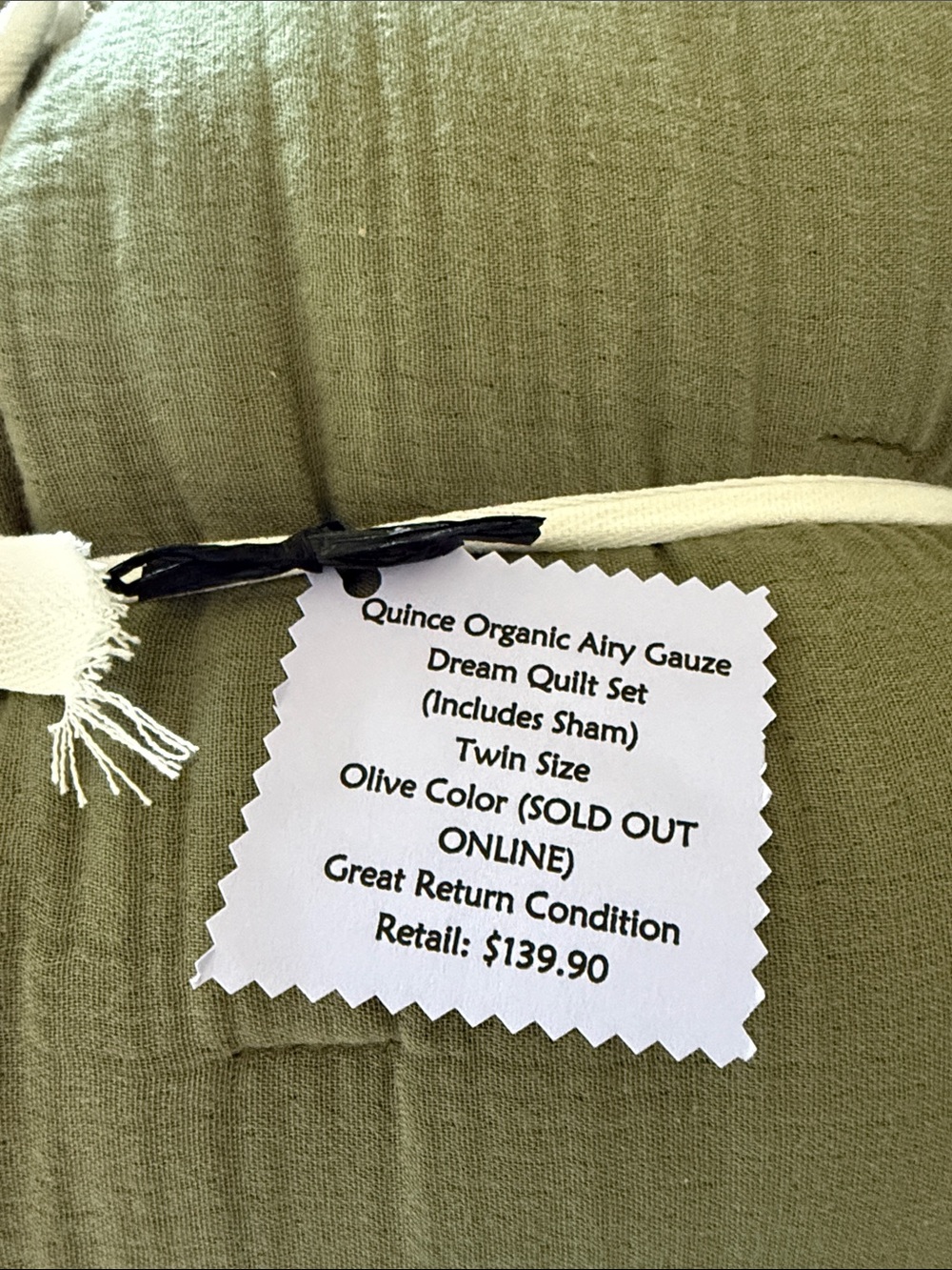 Quince Organic Gauze Quilt Set - Olive Green